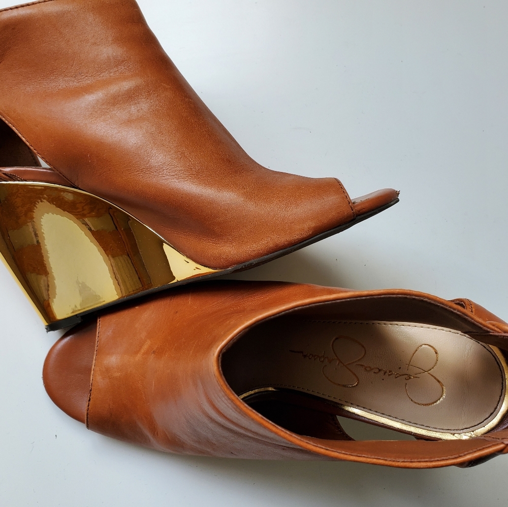 Gold Platform Open Bootie